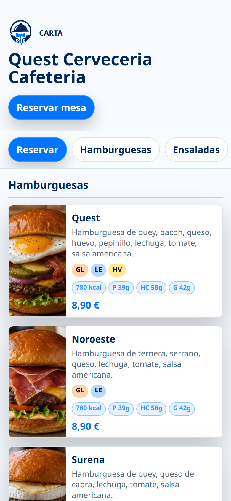 Carta digital SmartMaitre con fotos reales de producto y precios