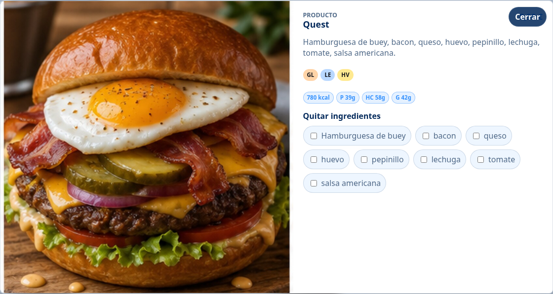 Detalle de producto SmartMaitre con foto grande e ingredientes